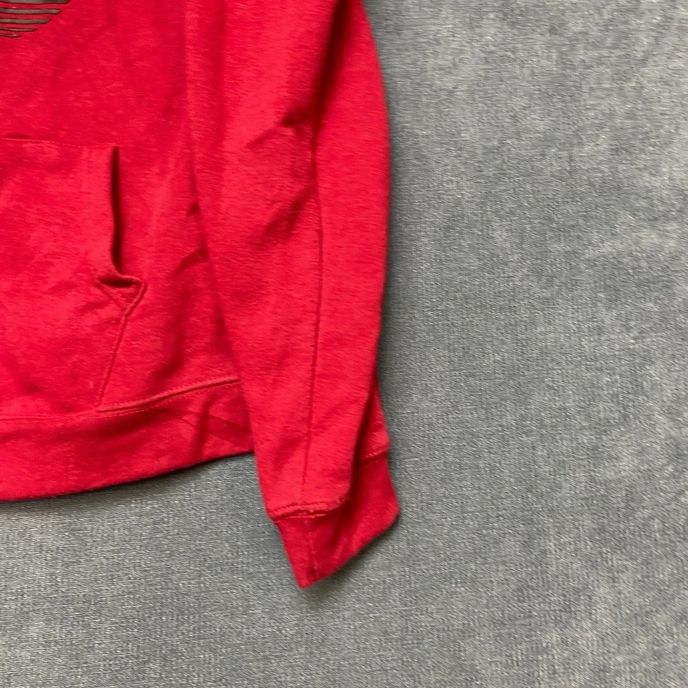 True Religion Hoodie Mens Large Red Fleece Lined Full Zip Graphic Print Winter